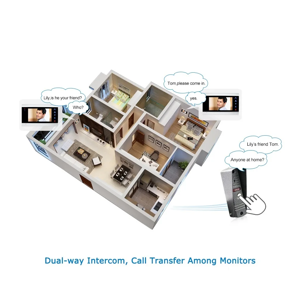 2022 7 Inch Indoor Monitor Video Door Phone Doorbell Intercom System Video Recording Photo Taking Silver Wall Mounting enlarge