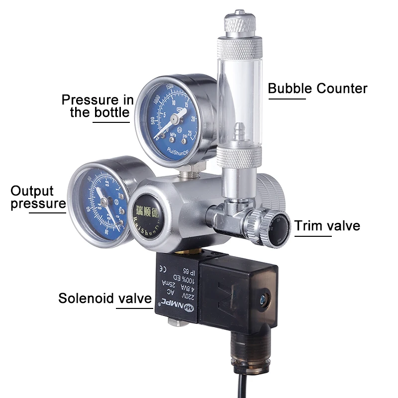 Аквариум CO2 регулятор Соленоидный клапан комплект счетчик пузырей аквариум DIY