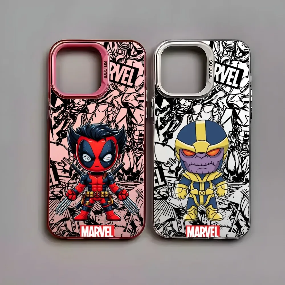 Чехол для телефона Deadpool Thanos iPhone 16 15 14 13 12 11 Pro Max черный матовый многоцветный