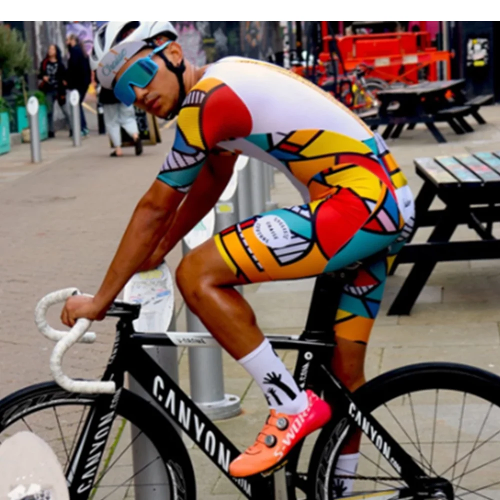 

2022 Chaise Men's Cycling SkinSuit Short Sleeve MTB Jumpsuit 20D Gel Maillot Ciclismo Summer New Triathlon wear Bike Clothing