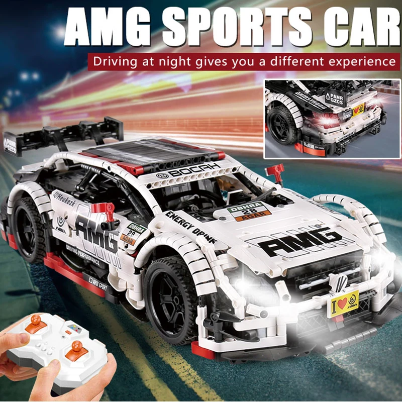 

Hot 23012 Super Racing Car AMG C63 Compatible MOC-6687 6688 Building Block Bricks Educational Toys Christmas Gifts With Led
