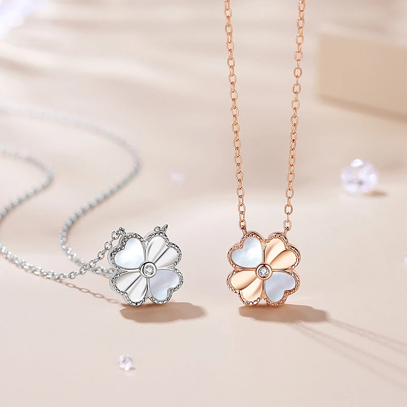 

Lucky Clover Necklace Women's Advanced Rhinestone Small Fresh Fritillary Clavicle Chain Rose Gold Fashion High Quality Jewelry