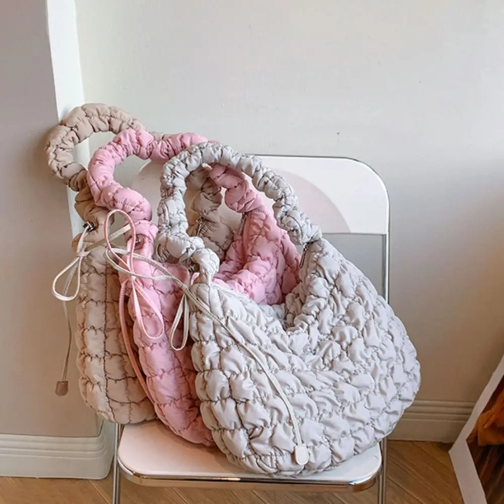 

Cotton Leather Shoulder Bag Casual Lightweight Solid Color Shopper Bag Large Capacity Crossbody Bag Female