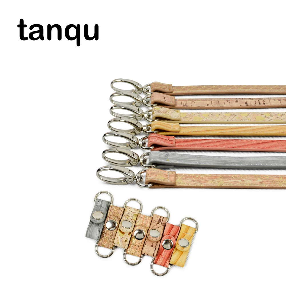 

tanqu Short Wood Grain Leather PU Clip Closure Adjustable Hook belt Shoulder Strap Combination for Obag O Bag Pocket Handbag