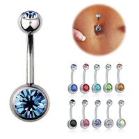 10pcsset piercing navel surgery steel monocrystalline rhinestones navel rings navel piercing ombligo multicolor ball nombri