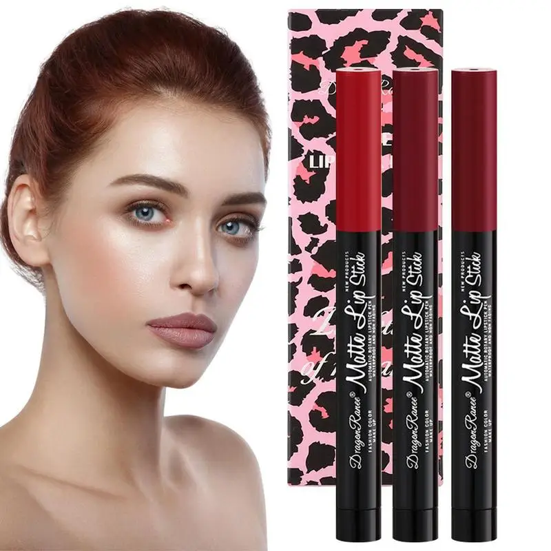 

3pcs Matte Lipstick For Girls Durable Lip Liner Lip Gloss Non-Stick Cup Waterproof High Pigmented Velvet Lipgloss Lipstick Kit