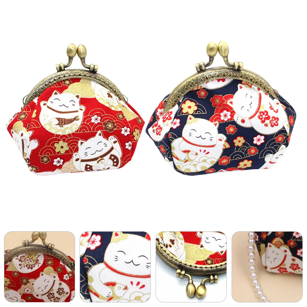 

Purse Bag Change Wallet Mini Storage Japanese Cat Handbag Vintage Fashion Bags Girls Lucky Unique Retro Fortune Pattern Small