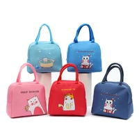 cute cat oxford cloth insulation lunch bag for kids women portable travel picnic bento box thermal cooler bag food container