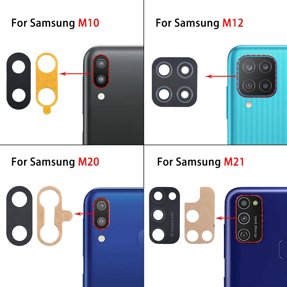 Стеклянная линза задней камеры для Samsung M51 M53 5G M40 M32 M31S M30 M21S M21 M20 M12 M10 с клеем