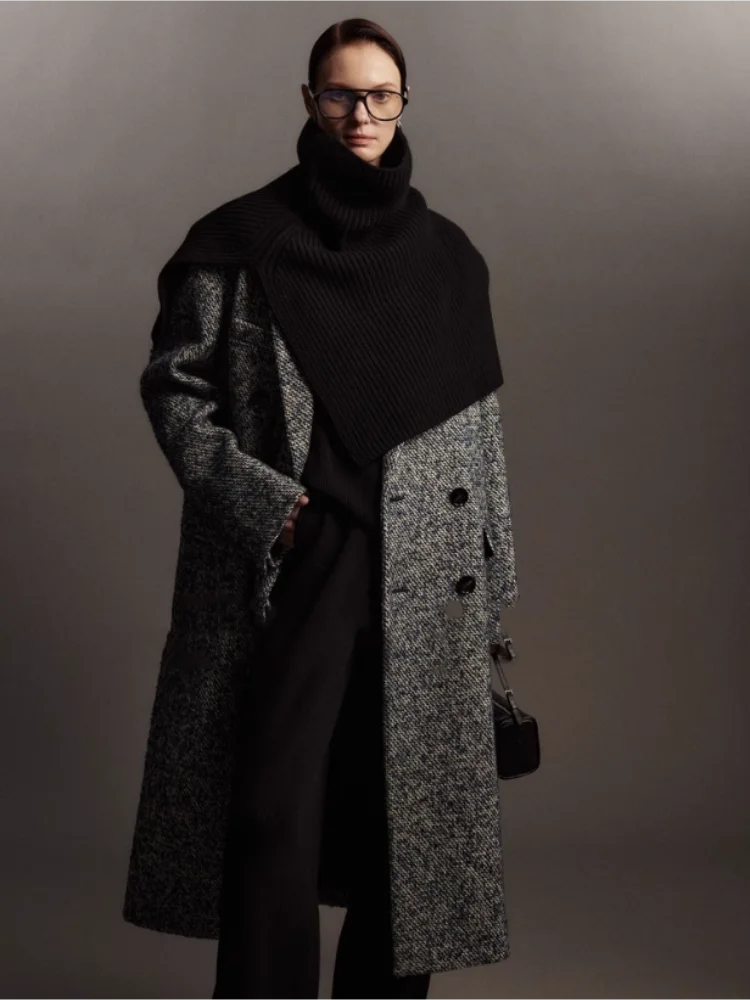 Пуловер с высоким воротником шарф для женского зимнего тепло ощущение