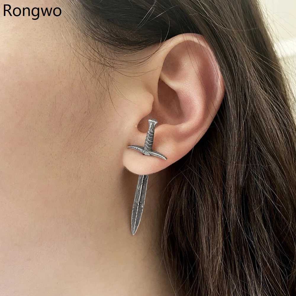 

Rongwo Lord of the Narsil Hobbits Sword Earrings Classic TV Show Retro Punk Stud Earrings Jewelry Gift for Movies Fans