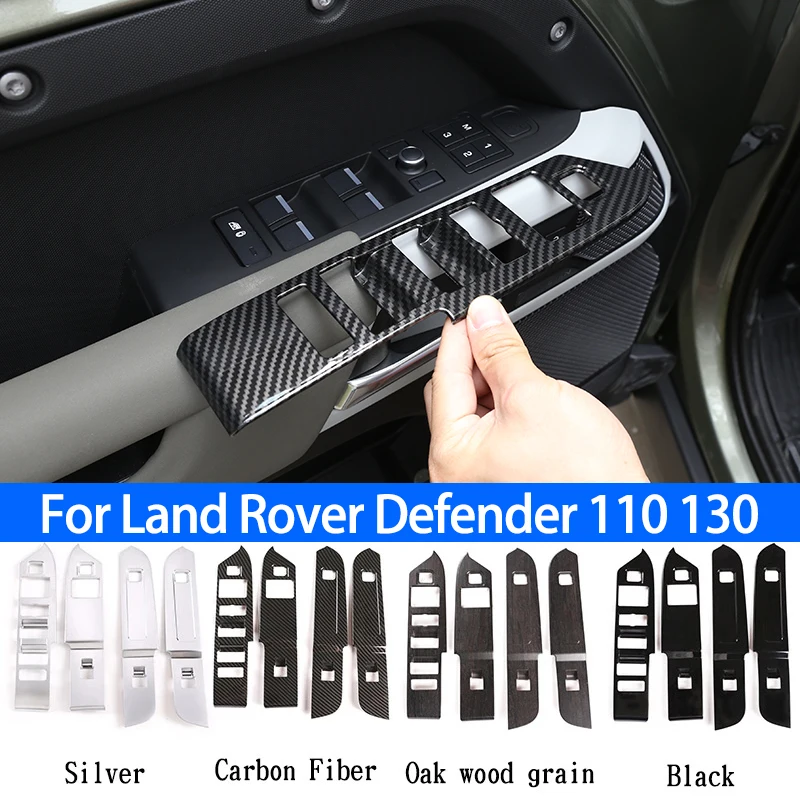 

Кнопки переключателя для двери и окна автомобиля, обшивка корпуса рамы, АБС-карбон, для Land Rover Defender 110 130-2020, аксессуары для интерьера автомоби...
