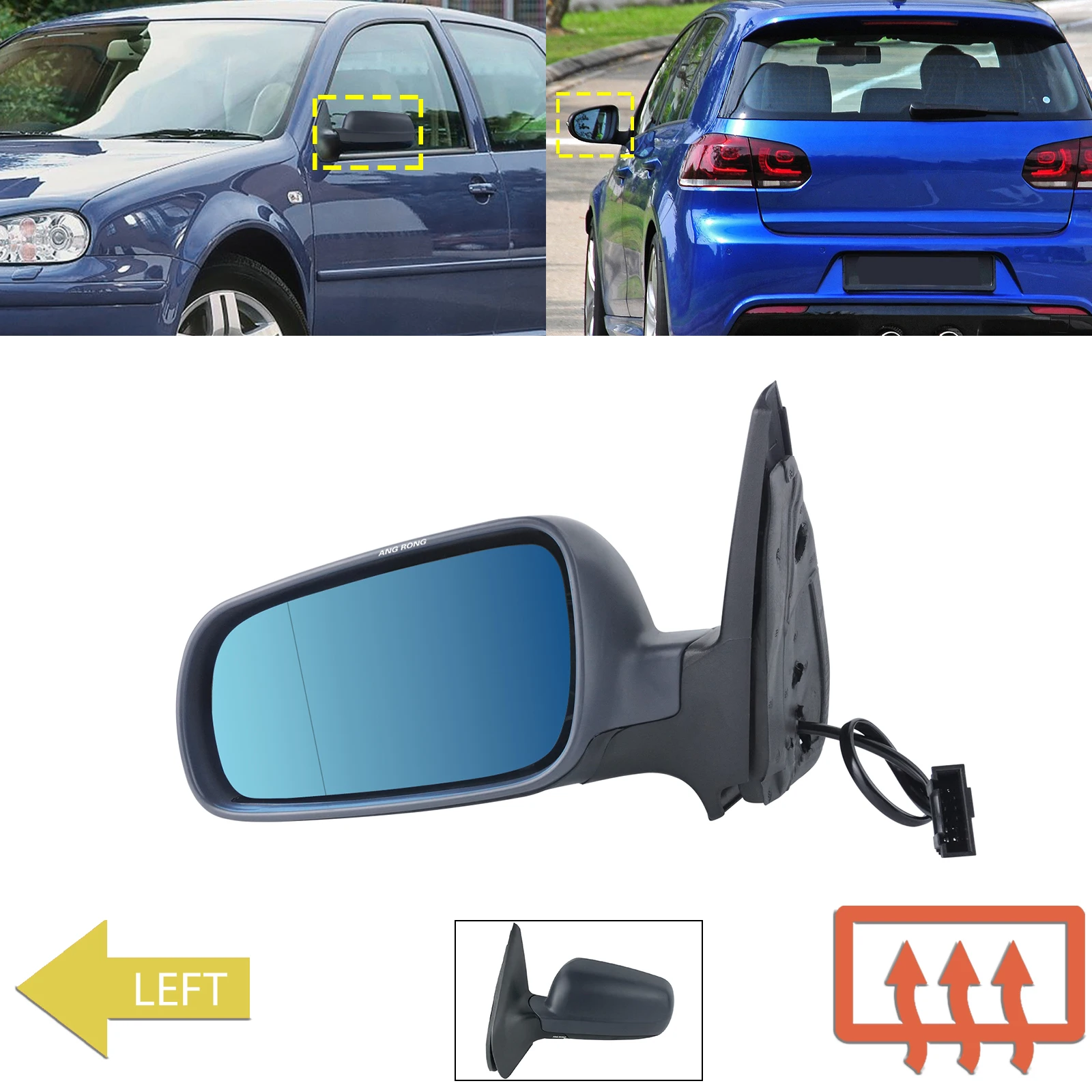 

Зеркало Заднего Вида Левое Для VW Golf 4 MK4 1997-2004, Bora, Электрическое, С Подогревом