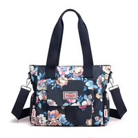 large capacity women shoulder bags printed flower top handle bags female crossbody bag nylon portable tote shopping bag