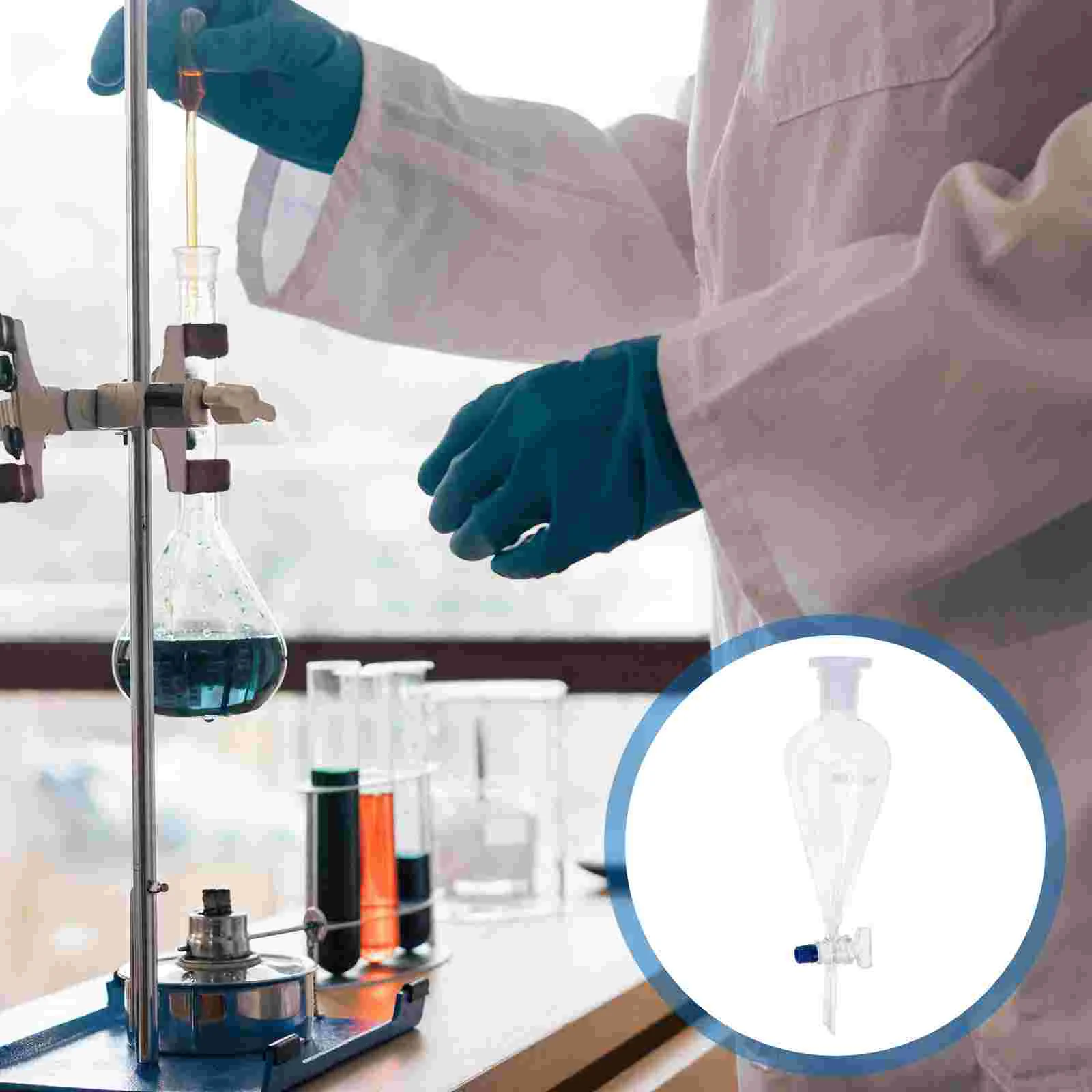 

Pear- Shaped Separation Funnel 500ml, 250ml Pear Shaped Oil Funnel Laboratory Separation Funnel