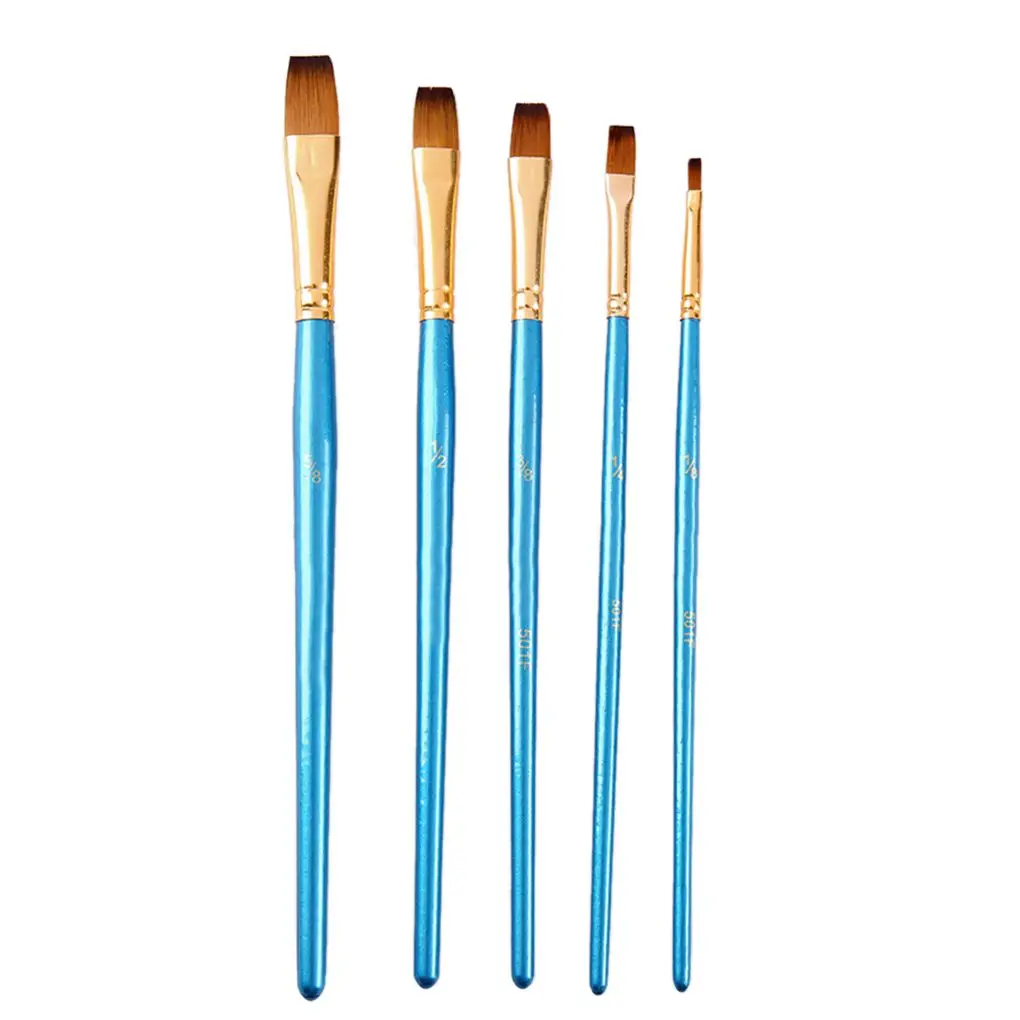 

5 шт. 6 шт. заостренных плоских наконечников, искусственная нейлоновая ручка для волос для акварельной живописи гуашью