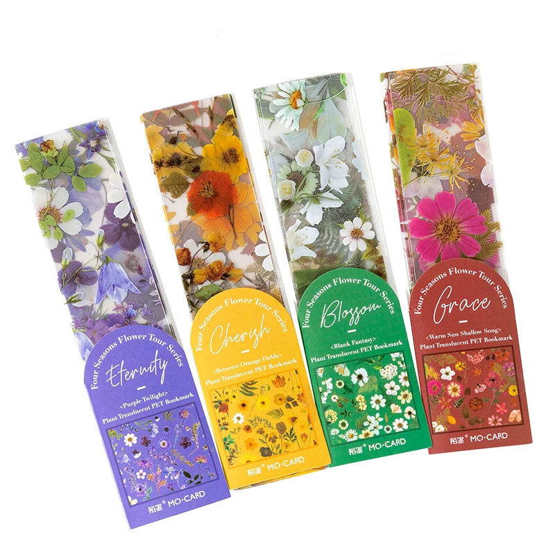 

5pcs/pack Seasonal Flower Series Bookmarks Translucent Index Decorative Bookmark Office Student Supplies Korean Stationery