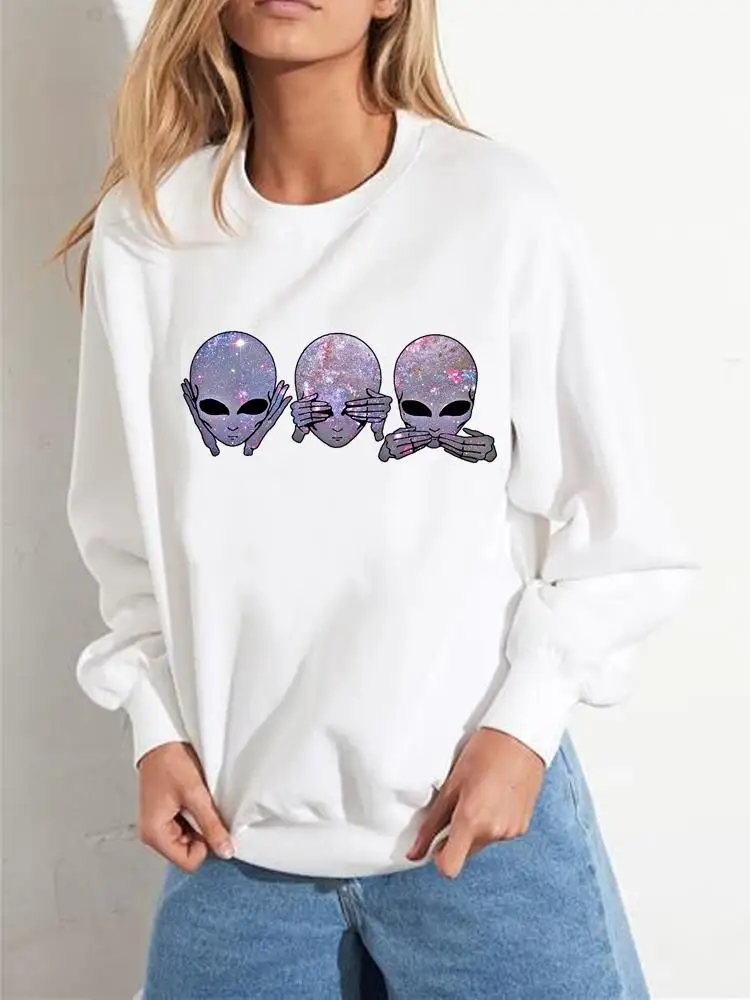 

Пуловер Alien Face женский с принтом, милая забавная одежда, повседневный Модный свитшот с графическим принтом, осень-весна