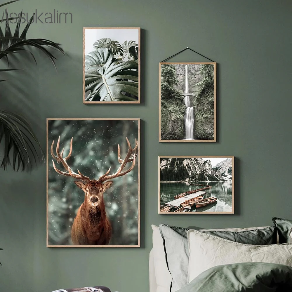 Художественные принты на холсте монстера постеры лось художественная живопись