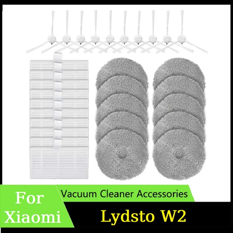 

30PCS Vacuum Cleaner Parts For Xiaomi Lydsto W2 Replacement Spare Parts Side Brush Filers Mop Rag Accessories Parts
