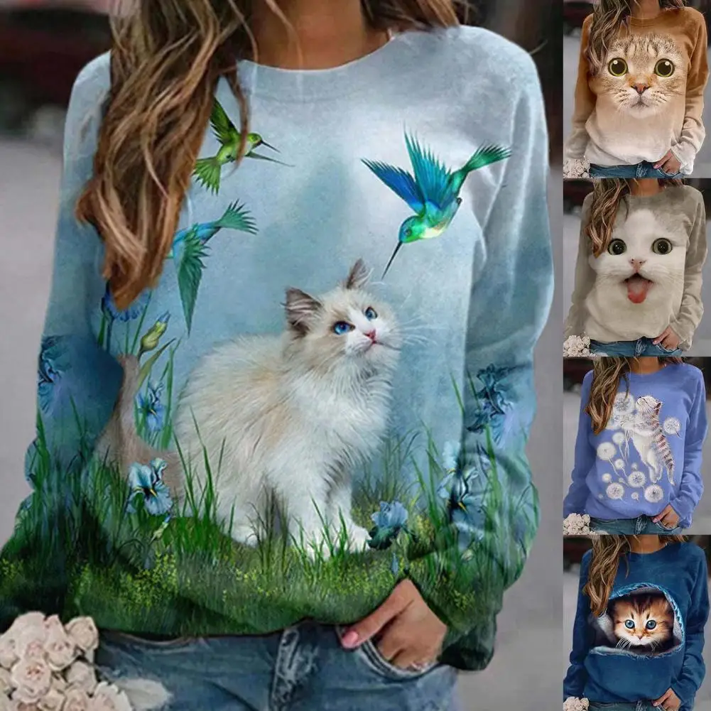

Women's Blouse Anti Pilling Animal Print Round Neck Long Sleeve T Shirt Loose Casual Oversized Autumn Winter Blouse ropa mujer