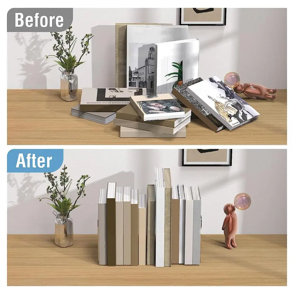 

4Pcs Acrylic Bookend Shelves Clear Book End Transparent Bookend Organizer Book Holder Stand File Book Stoppers School Stationery