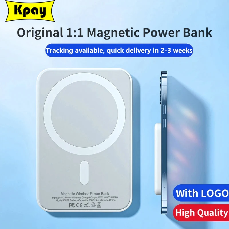 

Оригинальное портативное зарядное устройство Macsafe 1:1, магнитное беспроводное портативное зарядное устройство, внешний портативный аккумулятор для Apple iphone 15 14 13 12 Pro Max