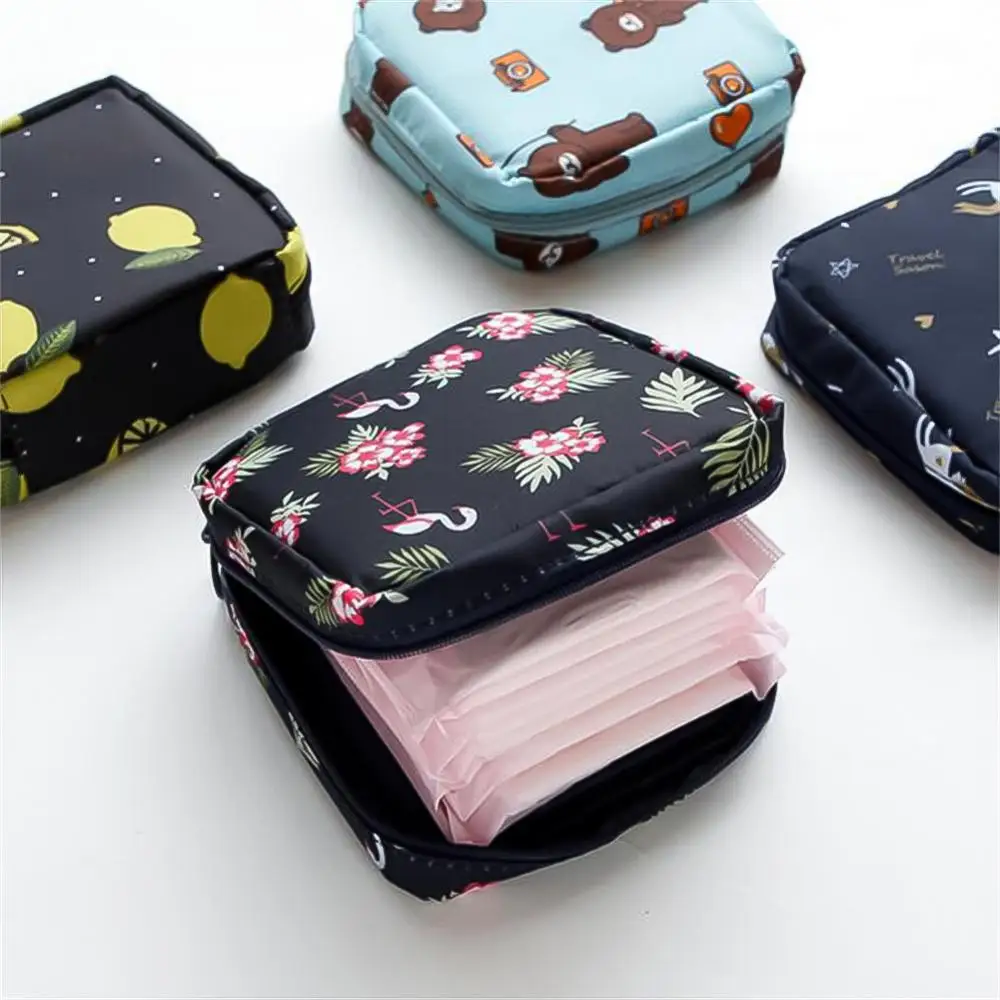 

Women Sanitary Napkin Storage Bag Portable Cotton Travel Zipper Cosmetic Lipstick Earphone Tampon Makeup Storage Bag Coin Purse