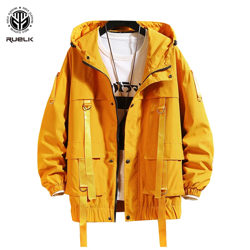 

Men New Jacket Fashion Spring Autumn Man Safari Style Jacket Mens Harajuku Black Windbreaker Coat Male Pockets Oversize Outwear
