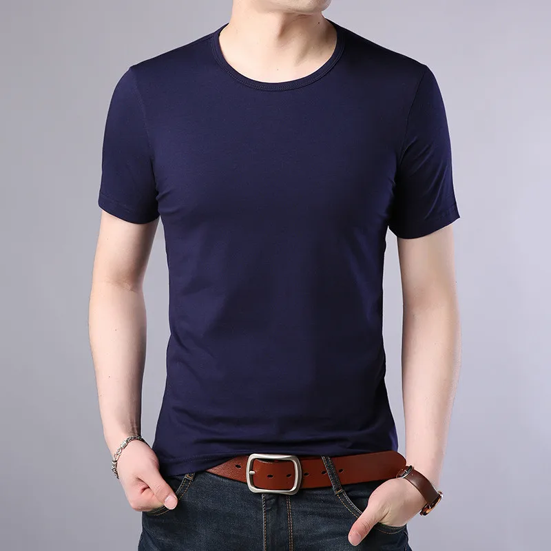 

E1187-Summer new men's T-shirts solid color slim trend casual short-sleeved fashion