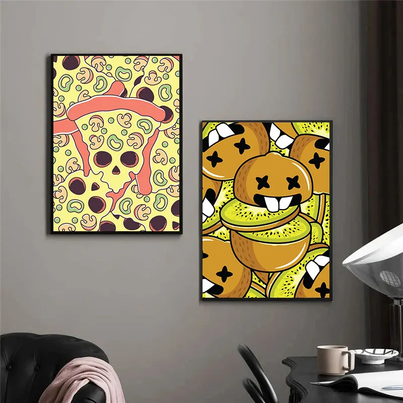Смешное выражение еды страшные глаза мультяшная корона картины для гостиной