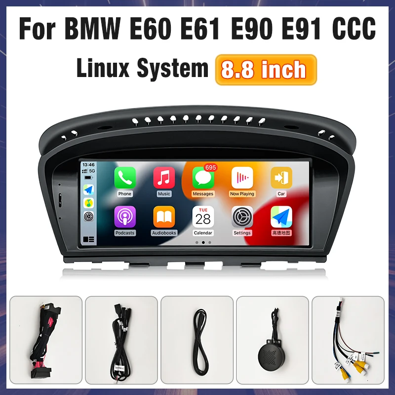 

Автомагнитола на Linux для BMW E60 E61 E90 E91 с поддержкой CCC CIC, беспроводного CarPlay, Android Auto, 10.25-дюймовым экраном, мультимедийным плеером, GPS, DSP и аудиосистемой