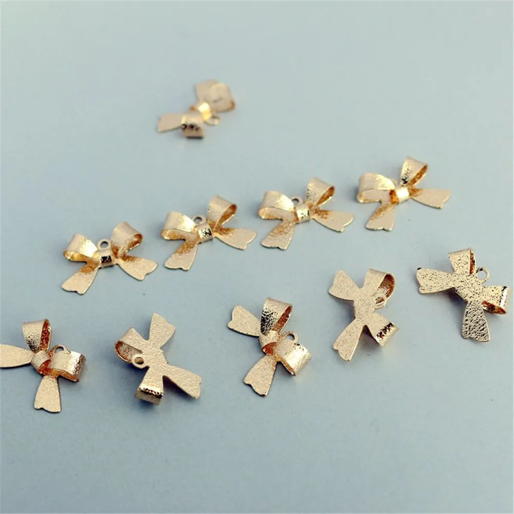 

14K gold wrapped color frosted bowknot 10*16mm pendant single pendant bracelet necklace pendant accessories