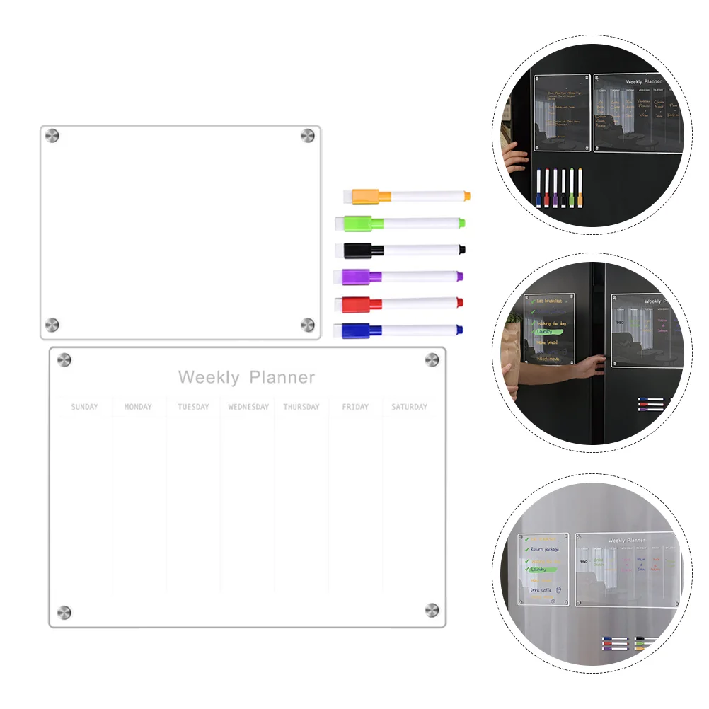 

Акриловая доска для сообщений, магнитный календарь на холодильник, сухая стираемая белая доска для расписания, небольшие прозрачные доски