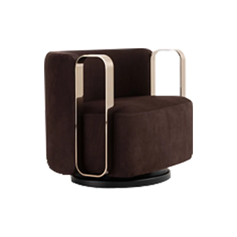 

Italian style single sofa chair postmodern light luxury flannel lounge chair home with hardware base
