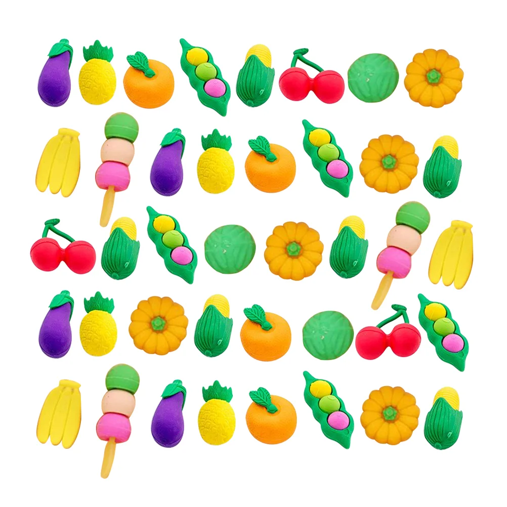 

36Pcs Household Pencil Erasers Convenient Fruit Erasers Cartoon Vegetable Erasers (Mixed Style)