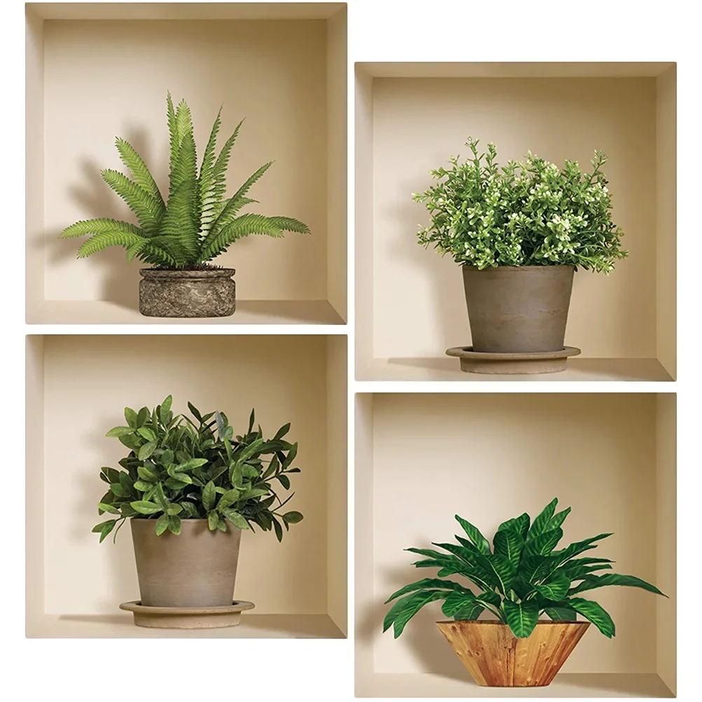 

Wall Decor Stickers Aesthetic Sticker Decal Decorations Decorative 3D Paintings Pictures Bedroom Family Decals Vase Flower