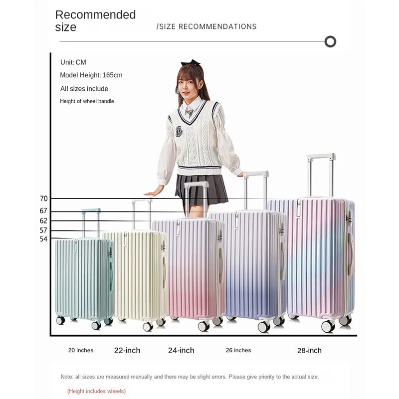Новый Дорожный чемодан на колесиках размером 20 дюймов с градиентом 24 дюйма