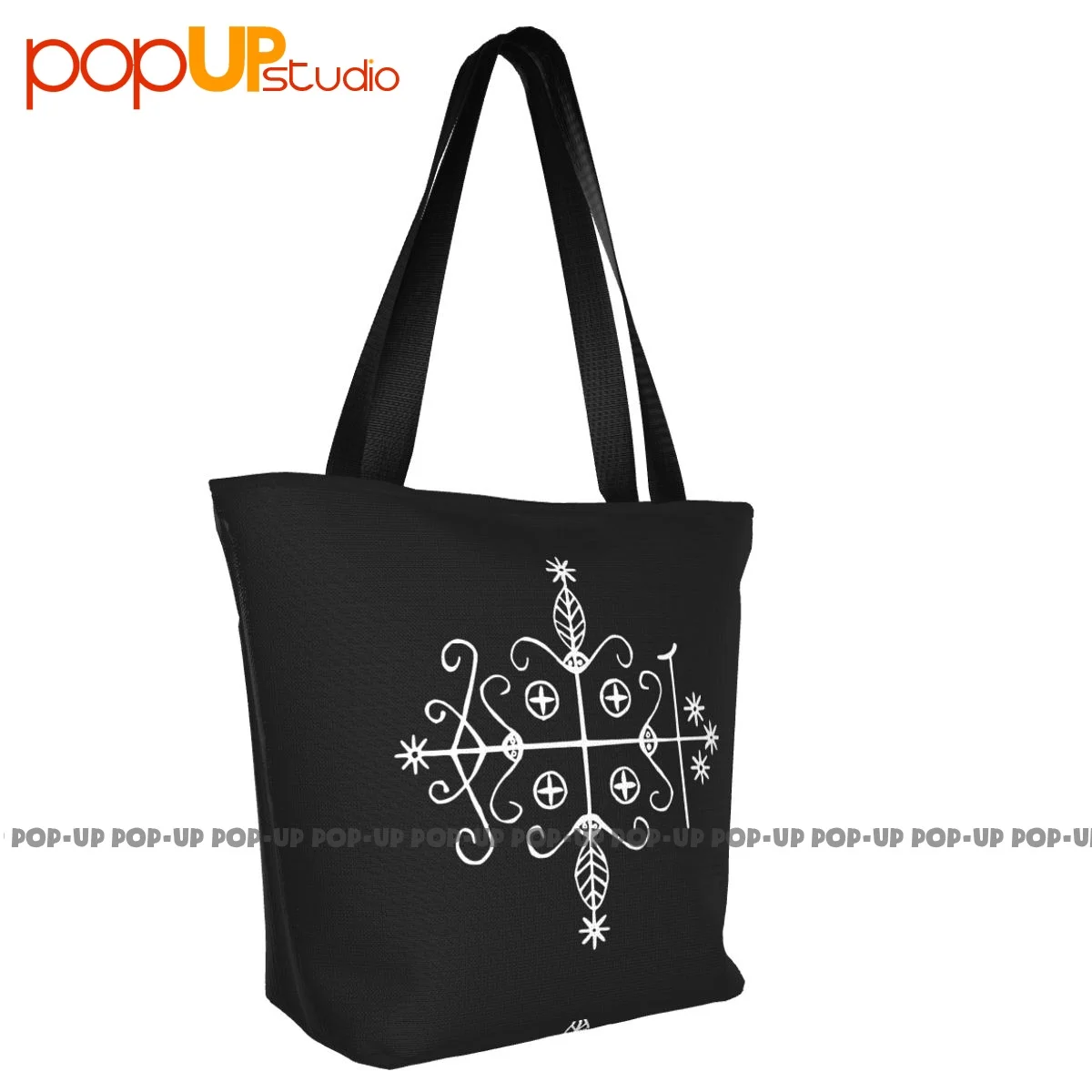 Фото Papa Legba Voodoo Veve, оккультное зло, сатана, голова коата, сумки из полиэстера, сумка для покупок, сумка для переноски №3
