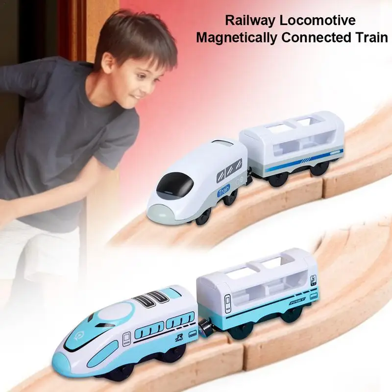 

Железнодорожный локомотив с магнитным соединением, электрический маленький поезд, магнитная игрушка на рельсах, совместимая с деревянным ...