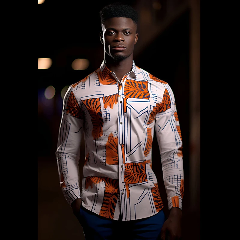 

Рубашка мужская с длинным рукавом, с принтом