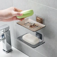 drain soap dish wall mounted no punching crystal single layer soap rack bathroom creative plastic transparent soap holder