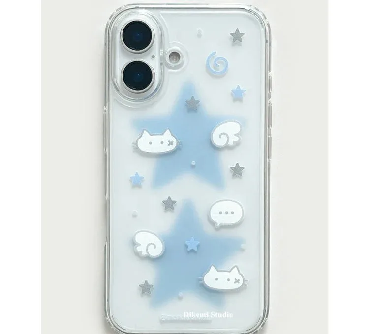 Чехол для телефона Clmj Korean ins Cat Wings Star для Samsung Galaxy A37 A57 A16 A17 A36 A26 A56 A55 A35 A25 A15 A54 A24 A14 A13 4G 5G (art.: 3920d99ff7abc) - 3920d99ff7abc