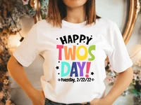 happy twosday shirt tuesday february 22nd 2022 twos day t shirt tuesday 2 22 22 fashion casual cotton short sleeve top tees y2k