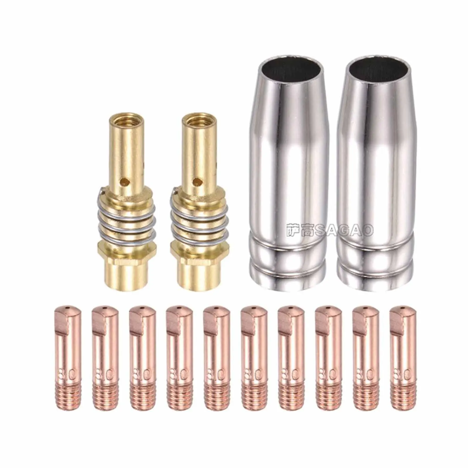

14PC MIG/MAG Welding Torch Power Nozzle M6 0.8 Mm Gas Nozzles 53mm Length For MB14/15 ML 1500 G15 SB 15 Welding Tool Parts