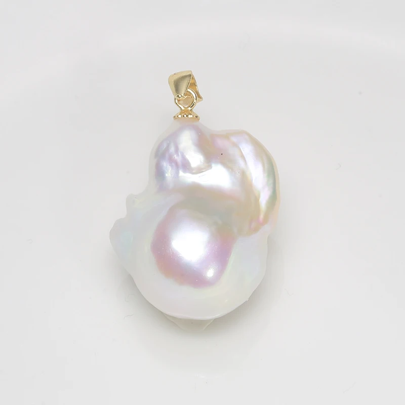 Jane jewelry handmade 100% Natural Freshwater Big Baroque irregular pearl pendant 925 silver sterling classic clasp 15-23mm PN