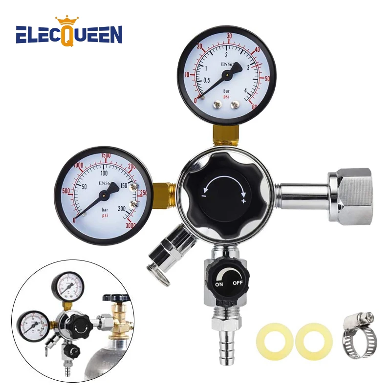 

Regulator,homebrew Pressure Regulator Co2 Regulator With Safety Valve Relief Kegerator Co2 Dual Keg Pressure Guage