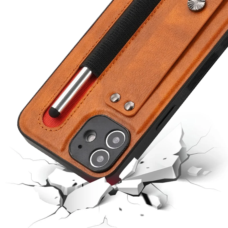 Чехол из искусственной кожи с ручкой для iphone11 to 13 series мобильный телефон чехол