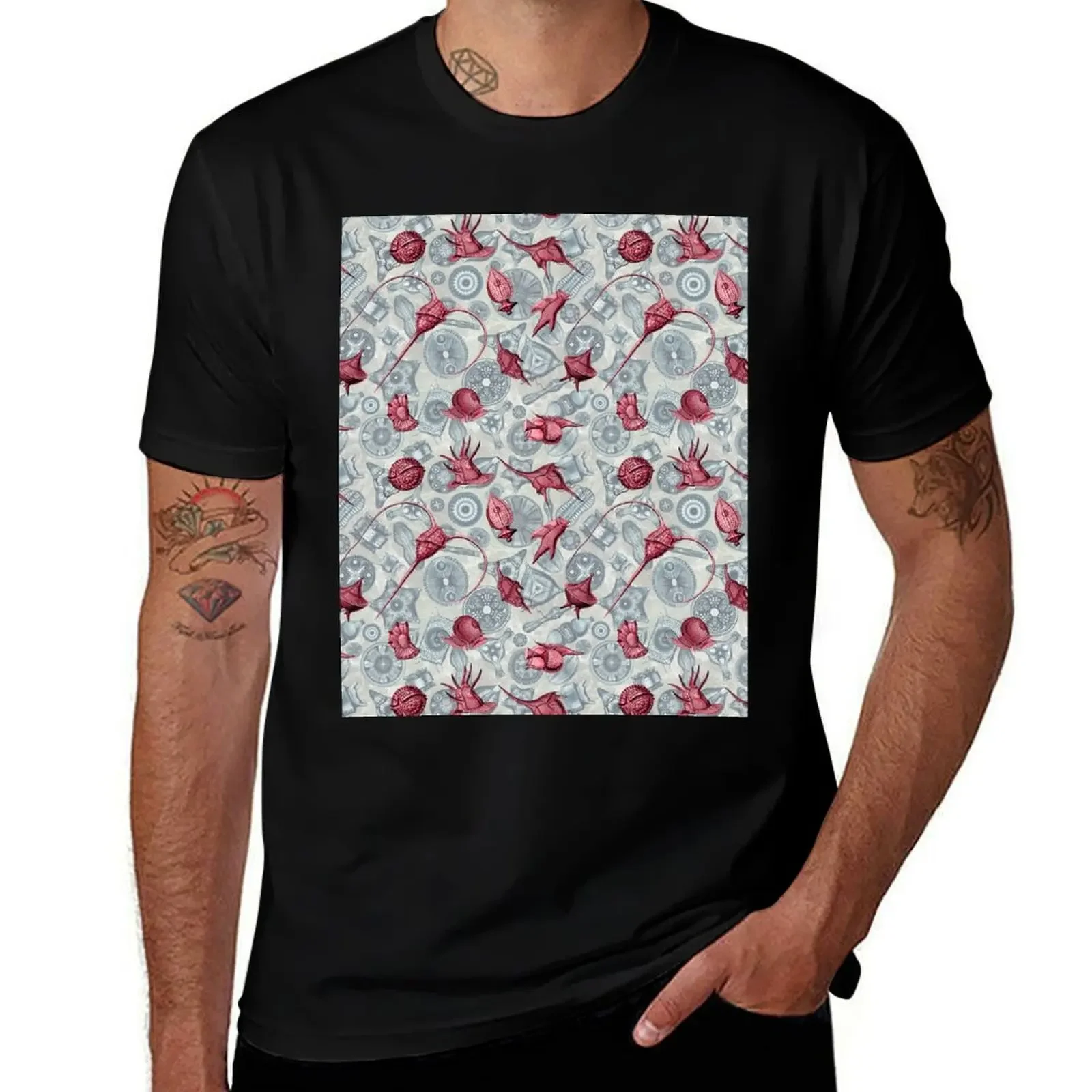 Ernst Haeckel Red Peridinea Algae Over Cerulean Diatoms футболка синяя арочная рубашка Croswit мужские