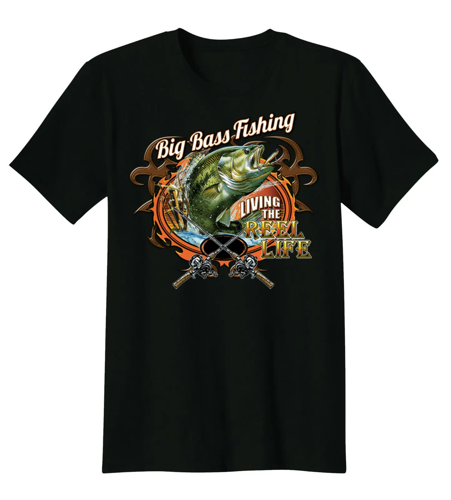 

The Reel Life Funny Big Bass Fishing Anglers Gift T-Shirt 100% Cotton O-Neck Summer Short Sleeve Casual Mens T-shirt Size S-3XL